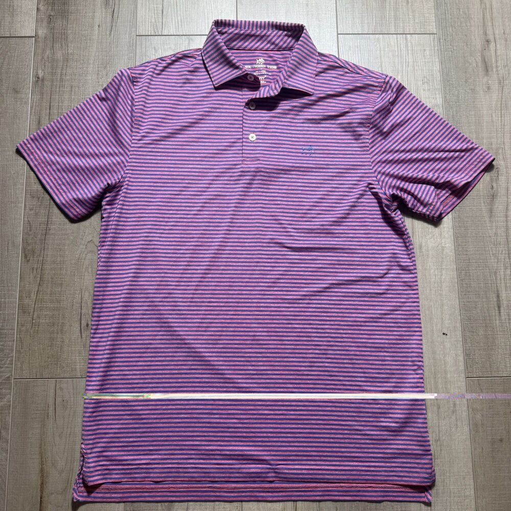 Southern Tide Brrr Men’s M Performance Pink Blue Golf Short Sleeve Polo Shirt - Picture 2 of 9